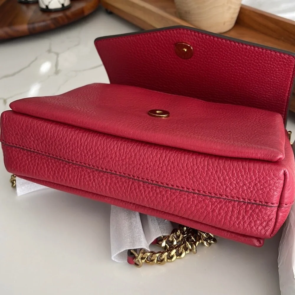 Tory Burch Kira Chain Crossbody Shoulder Pebble Leather Bag
